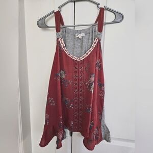 Jolt Floral Ruffled Sleeveless Halter Style Top